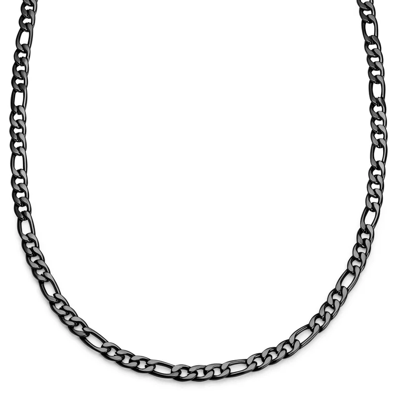 Essentials | 8 mm Gunmetal Black Figaro Chain Necklace for Men - Chain necklaces
