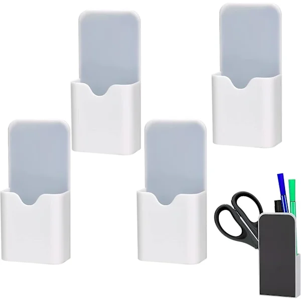 4 Pieces Magnetic Marker Holder, Magnetic Pen Holder Pen Stand Organizer Home Office Supplies For Blackboard Refrigerator White Cabinet (white)