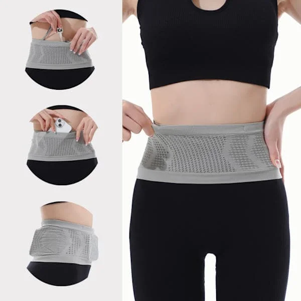 Breathable Waist Belt Hidden Slim Waist Bag Women Her Fanny Pack Sports Running Cell Phone Holder Keys Money Holder Grey-FQ- Grey M Grey M