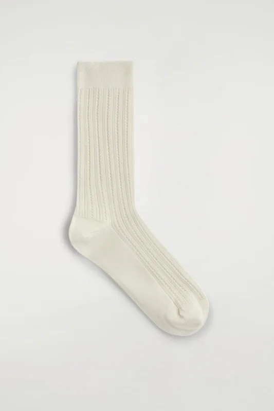 COS Women's Pointellestickade Strumpor in Vit