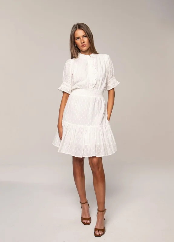 Millie Midi Dress Powder White - Elegant Cotton Dress | MISSMAYA Powder White / XS
