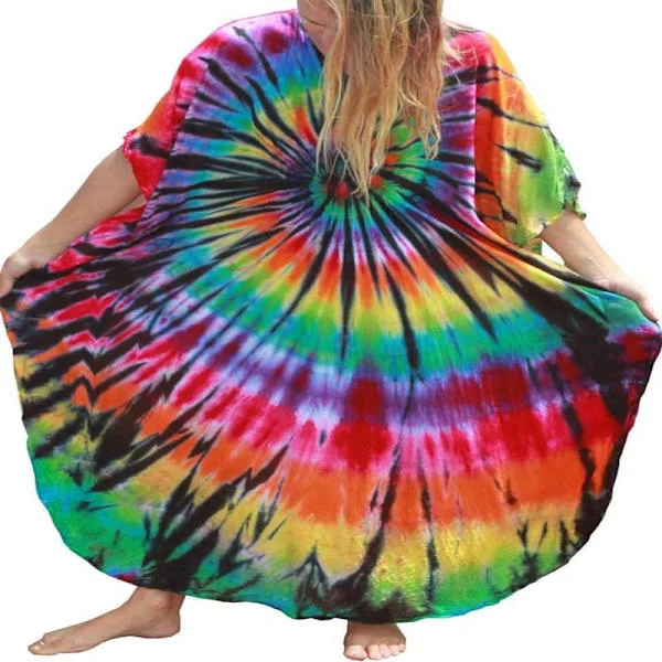 Women's Kaftan Dress Free Size Kaftans Long Tunic Kimono Maxi Casual Beach Dress Loungewear