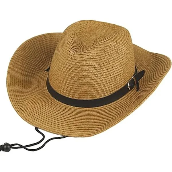 Straw Cowboy Hat for Women Men Ladies Cowboy Hat Classic Western Cowgirl Hat Cowboy Hat Women with Belt Wide Brim Sun Hats Vintage Sti...