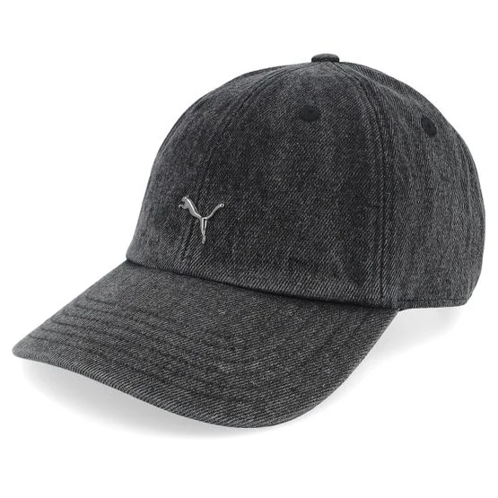 Puma - Black - unconstructed - Cap - Wardrobe Essential Metal Black Dad Cap - Hatstore