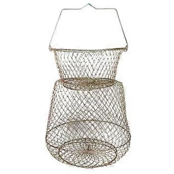 Fiskkorg av ståltråd, hopfällbar fisk-, krabb- och kräfthåv, bärbar fiskekorg, bur, fisketillbehör för utomhusbruk, 38 cm