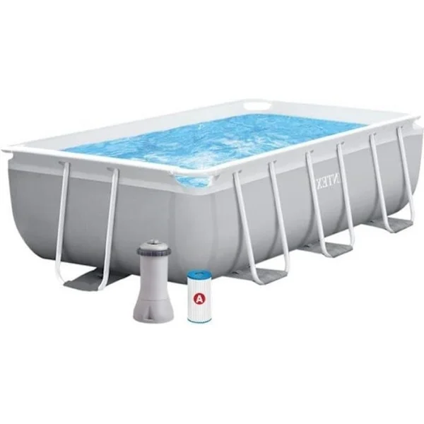 Intex 26784 rektangulär prisma ram fristående ovan mark pool 300 x 175 x 80