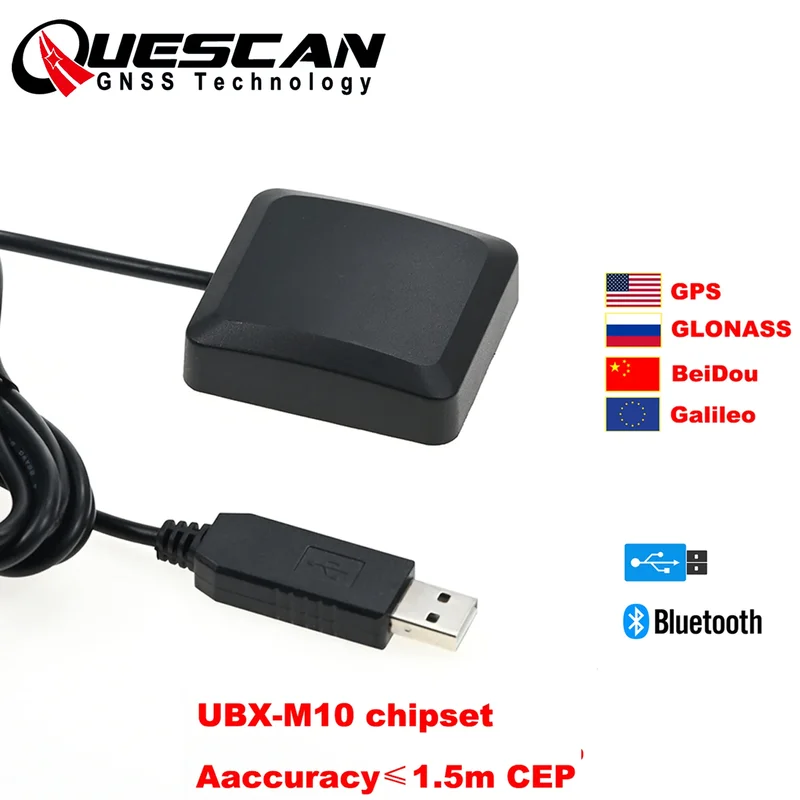AliExpress - QUESCAN UBX M10 USB GPS Bluetooth GNSS récepteur GPS Galileo BeiDou Module d'antenne pour Android Windows Linux Marine USB GPS NMEA