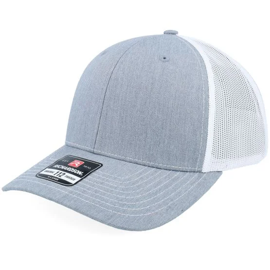 Richardson - Grau Trucker Cap - 112XL Split Heather Grey/White X-Large Trucker, Mesh-Material, Größe XL (57-63 cm)