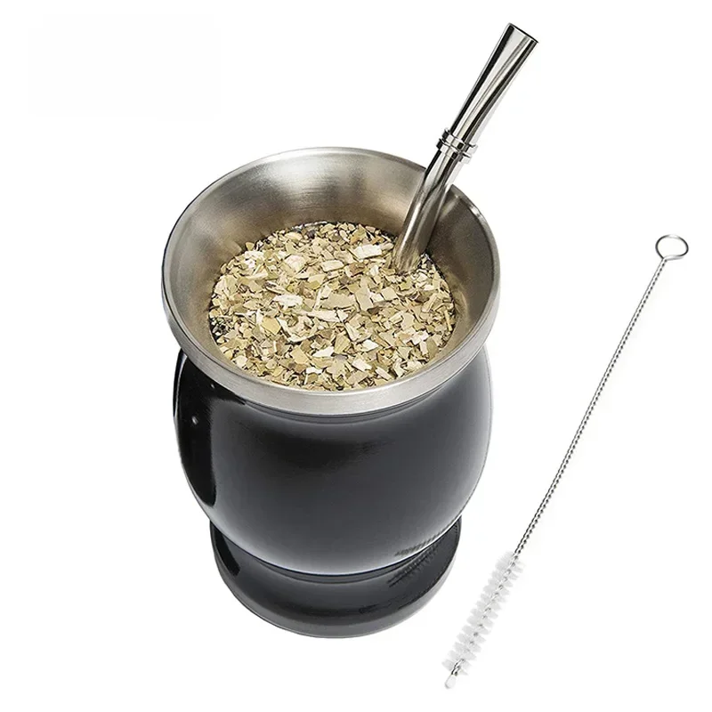 AliExpress - UPORS Yerba Mate Cup 304 acier inoxydable Double paroi 8oz courge Yerba Mate argentine avec Bombillas et brosse de nettoyage