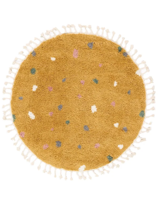 Kinderteppich Confetti Gelb Rund Klein Oeko-Tex