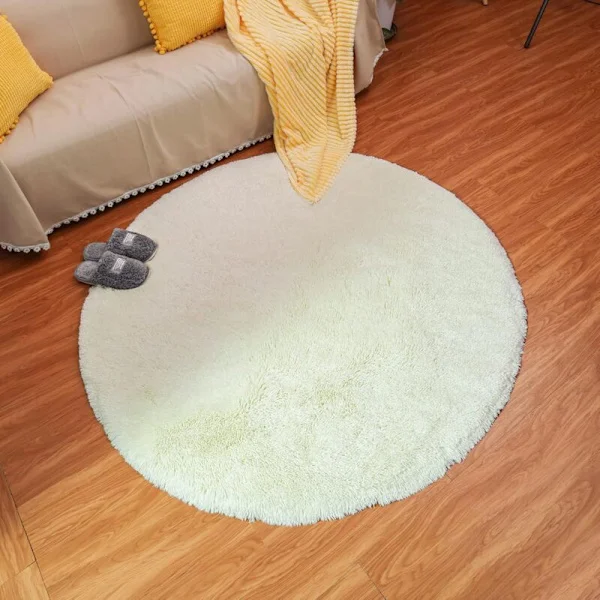 Moderne stue teppe, supermykt rundt soverom teppe, fluffy fløyelsmykt innendørs teppe, mykt langhåret dekorativt stolpute sofapute (hvit, 12