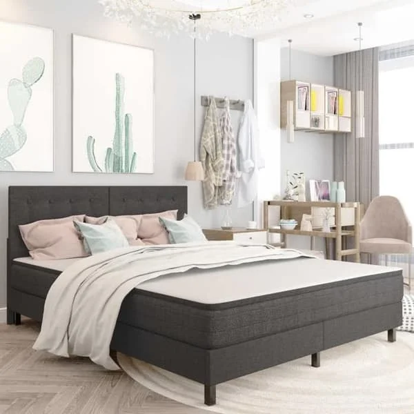 Maison Exclusive - Mørkegrå sengeramme med lameller 180x200 cm