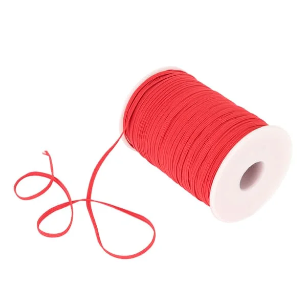 Elastic Cord 45 Meters 2.5 mm Wide Soft Flexible Nylon Breathable Washable Bracelet String for Crafts DIY Beads Red
