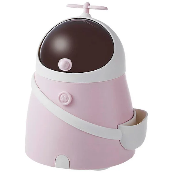 Söt Astronaut Rymdman Mini Papperskorg, Plast Bänkskiva Avfall Soptunna för Skrivbord, Sovsal, Kontor, Rosa, 7.47x5.31x5.31 Tum