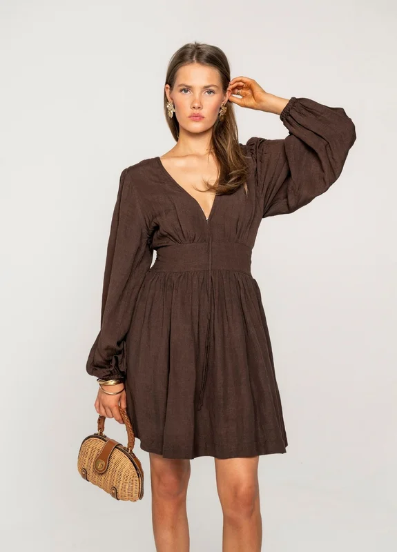 Amelie Dress Espresso Linen Espresso Linen / S