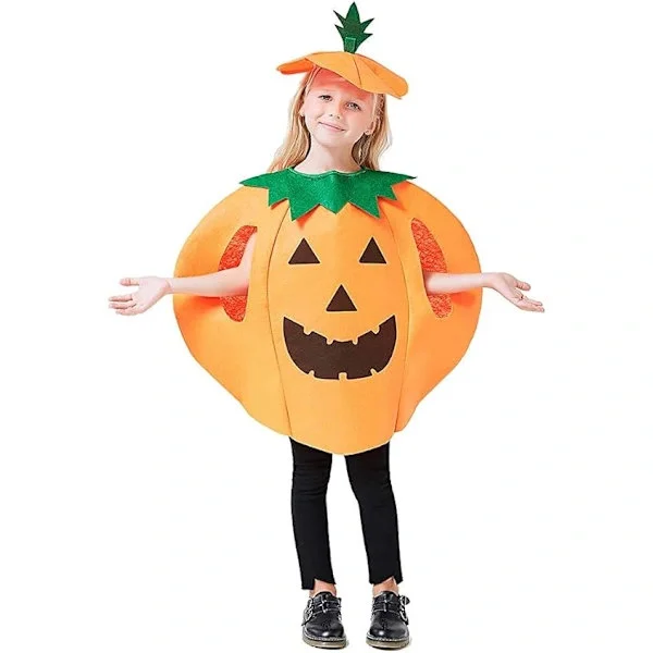 Halloween Græskarkostumer, Halloween Børnetøj Græskartøj Performance Tøj, 1*Græskarkostume+1*græskarhat