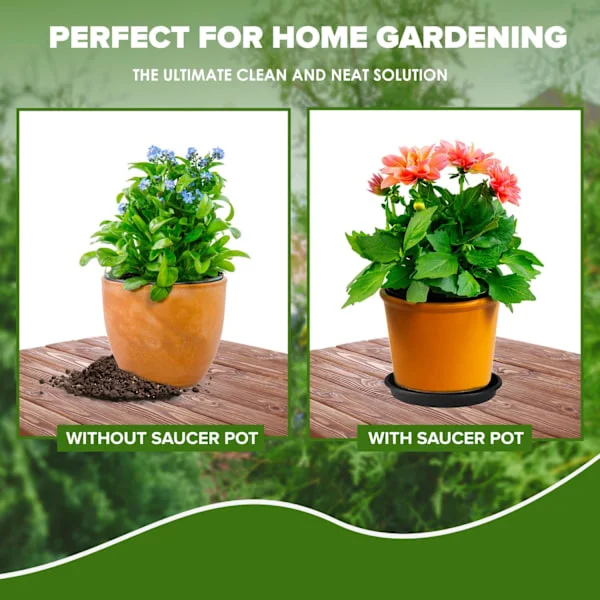 30 cm (12 tum) Diameter Paket med 2 Plantkruka Underlägg, Blomma Kruka Underlägg - Svart Plast Plantkruka Underlägg - Perfekt som Droppbas Plantkruka 