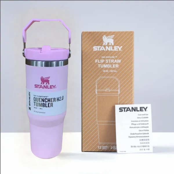 Flip Straw Flaska Med Sugrör 887ml - Håller i 12+ Timmar - Läcksäker - Rostfri Stålflaska - BPA-fri Resemugg
