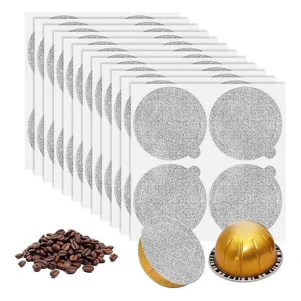 Aluminium Foil Lid - Reusable Capsules Coffee Pods 120 pcs, for Vertuoline Vertuo Reusable Coffee Pods Lid 62mm As Shown