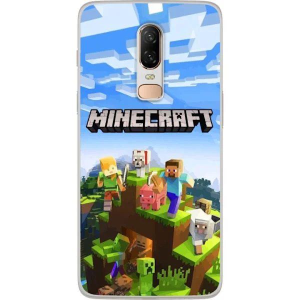 Kompatibelt Mobilskal till OnePlus 6 Minecraft Creeper block pixel retro spelande
