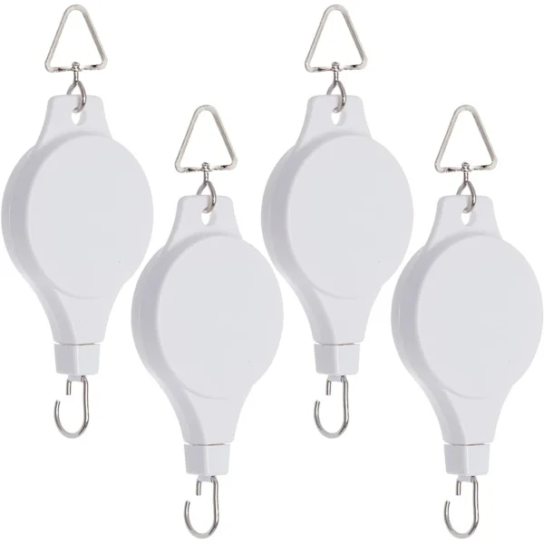 Retrakterbara lyftkrokar för krukor - Vita 4-pack