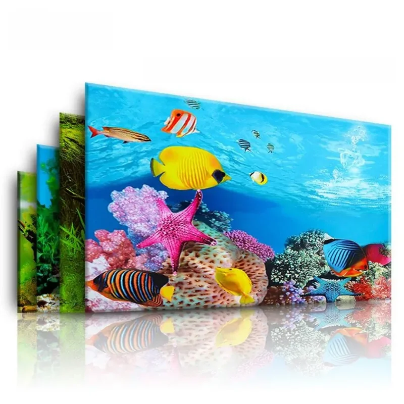 AliExpress - Autocollant 3D d'aquarium de fond, affiche de décoration d'aquarium, plantes d'océan, paysage Double face, accessoires d'ornement 