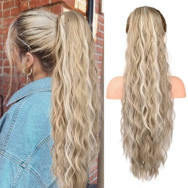 Hårforlængelse med hestehale, 50 cm Hestehale-extensions med snøre til kvinder_xx
