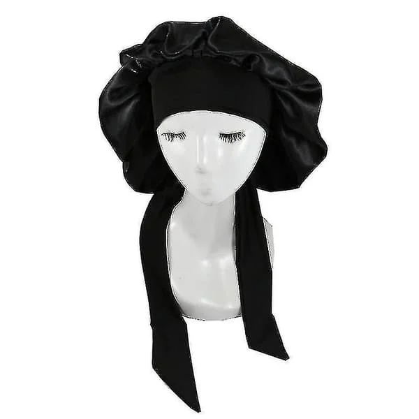 Silke Bonnet Satin Bonnet Til Sovende Bonnet Med Bånd Nat Hue