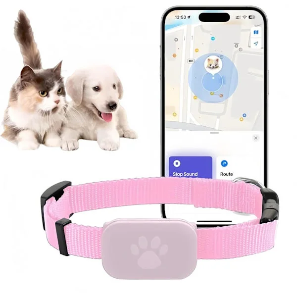 Halsbånd med GPS-sporing til hunde og katte – Realtidsovervågning uden månedlige omkostninger, Kompatibel med iOS og Android