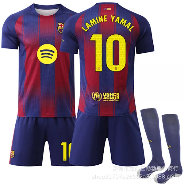 25-26 FC Barcelona Hemmaträning T-shirt Nr 10 LAMINE YAMAL T-shirt Barn Vuxen Fotbollsset (Inklusive Strumpor) NR.10 18 18