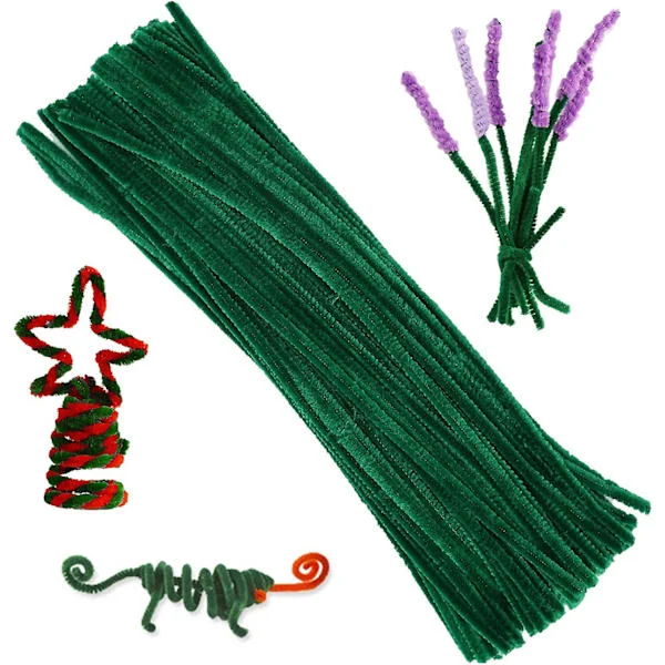 100 st chenille-piprensare, enfärgade piprensare för DIY-hantverk och dekorationer, chenille-piprensare