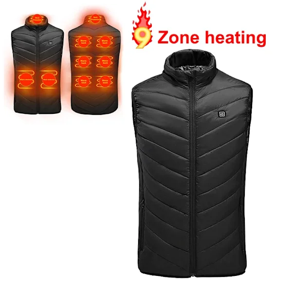 X-TIGER 9/2 Pladser Opvarmet Jakke Herre Dame USB Elektrisk Termisk Varm Jagtjakke Vinter Udendørs Camping Vandreture Opvarmet Vest 9Pcs Opvarmet