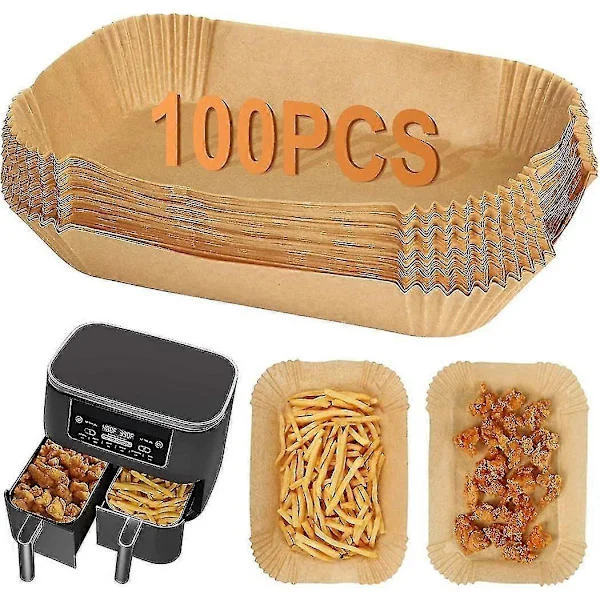 100 st Airfryer-papper för Ninja Dual, Airfryer Af300uk Af400uk Tillbehör, Engångs Airfryer Bakplåtspapper Fyrkantig, Kompatibel med Ninj-FA-