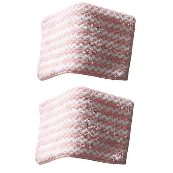 2 stk Kjøkken Anti-fett Fortykning Vaskekluter Husholdnings Absorberende Mikrofiber Myk Rengjøringsduk Bordkluter
