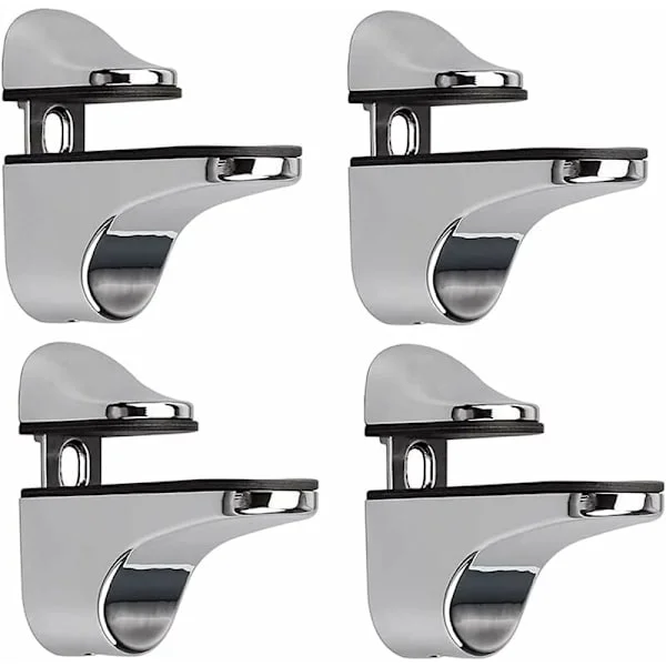 Justerbart glashylde beslag, 4 stk. glashylde beslag, vægmonteret glasklemme, konsol til glashylder, til glashylde
