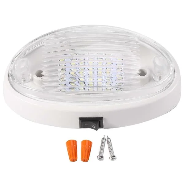 12V LED-lys med bryter Campingvogn Bobil Båt Markise Anneks Tunnel Bagasjerom Hvit