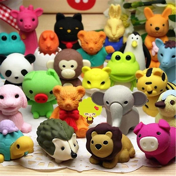 50st Djursuddgummi Bulk Mini Penna Suddgummin Pussel Suddgummin Skrivbord Husdjur Avtagbar montering Pussel Barn Suddgummi