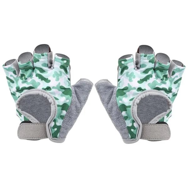 Grønn Nylon Halvfinger Sykkelhansker Barn Hansker Fitness Ridning Beskyttelsestilbehør XXS