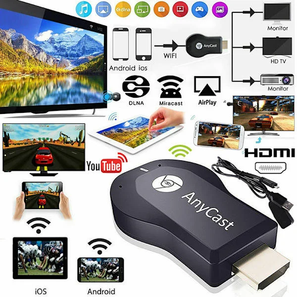 AnyCast M12 Plus WiFi-mottagare Airplay Display Miracast HDMI TV