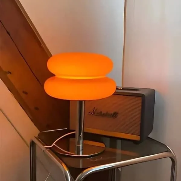 LED bordlampe, retro glas atmosfære lampe, sød bordlampe, USB natlampe (orange)_qq(YH)
