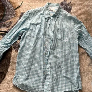 Ljusblå rutig skjorta Dressmann XL
