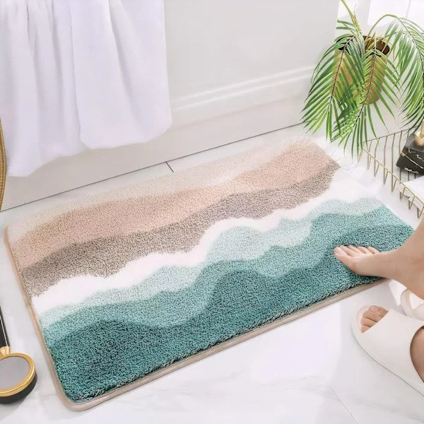 Microfiber Bath Mats, Absorbent Soft Shaggy Rugs for Shower Bathtub Sink Toilet