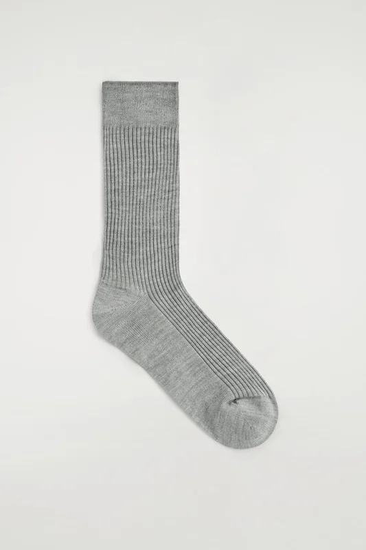 COS Ribbed Silk Socks in Grey - Women