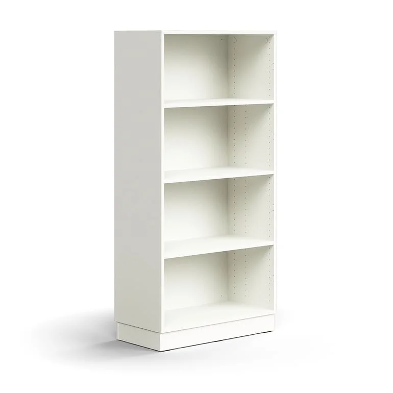 Bookcase QBUS, 3 shelves, base frame, 1636x800x400 mm, white