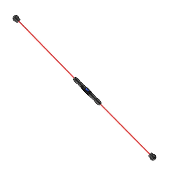 Elastisk treningsstang med tellerfunksjon for muskeltrening, ergonomisk håndtak, treningsstang for hjemmegym og utendørs, rød, avtakbar type med 