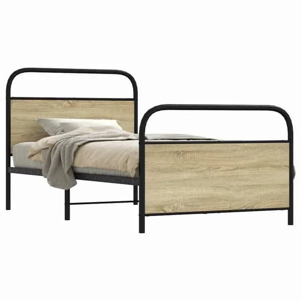 vidaXL Sängram utan madrass 100x200 cm sonoma-ek, sovrumsinredning, enkelsäng, sänggavel, säng, ram av 4100271