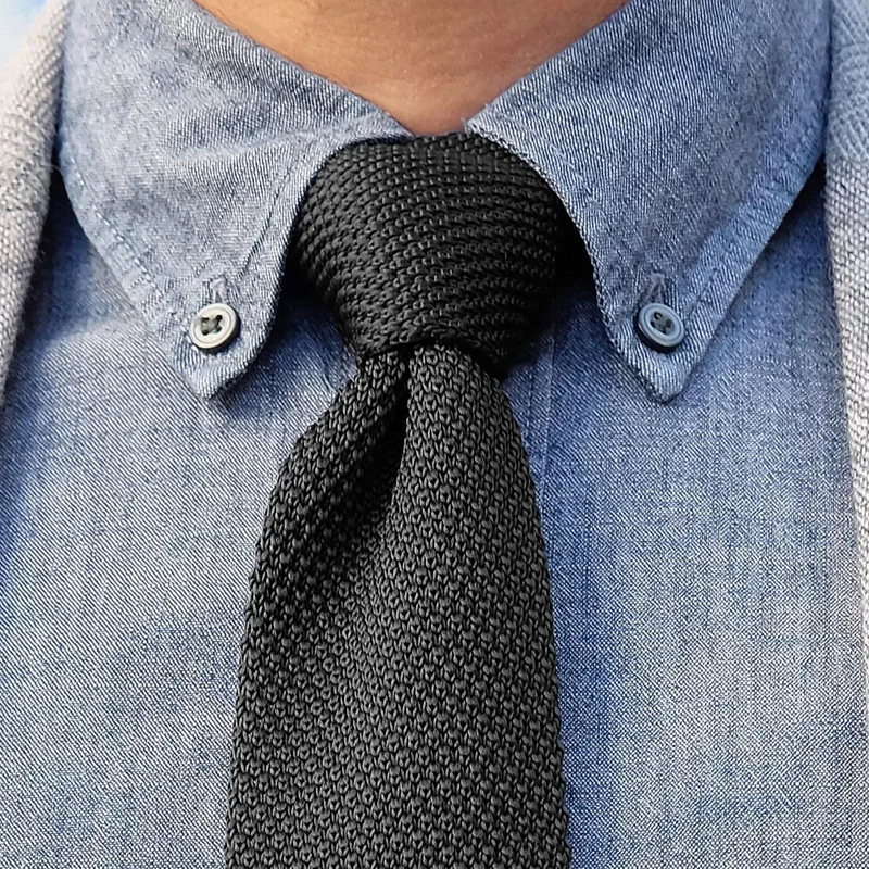 Black Knitted Tie for Men - Skinny ties