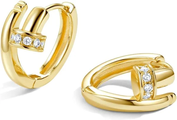 Örhängen Små Creoler för Kvinnor Guldpläterade Hypoallergena Cubic Zirconia Mini Guld Silver Creoler för Kvinnor