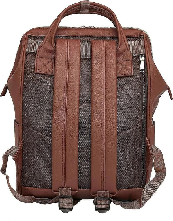 Leather Backpack with Laptop Compartment, Travel School Bag for Women (Brown, Large)