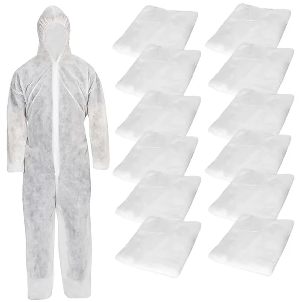 Beskyttende Jumpsuit, Letvægts, Åndbart Design, 12 Pc ++++ Billig, Én størrelse